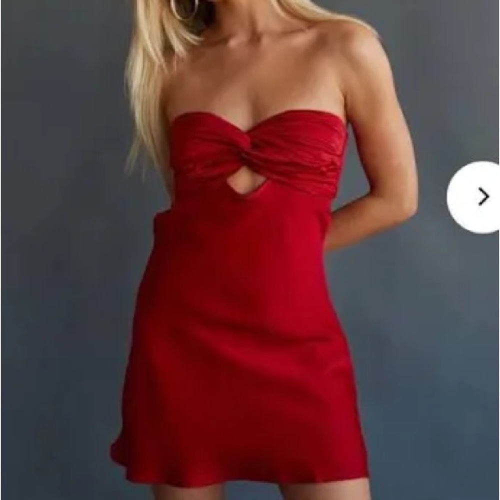 American threads red slip dress